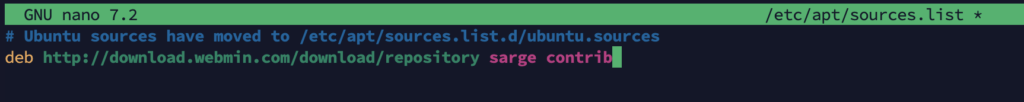 Tambahkan repository Webmin ke sistem