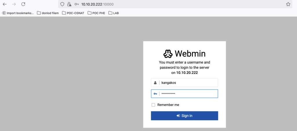login webmin